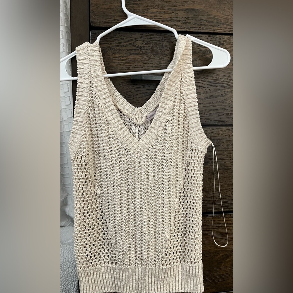 Cream crochet tank top